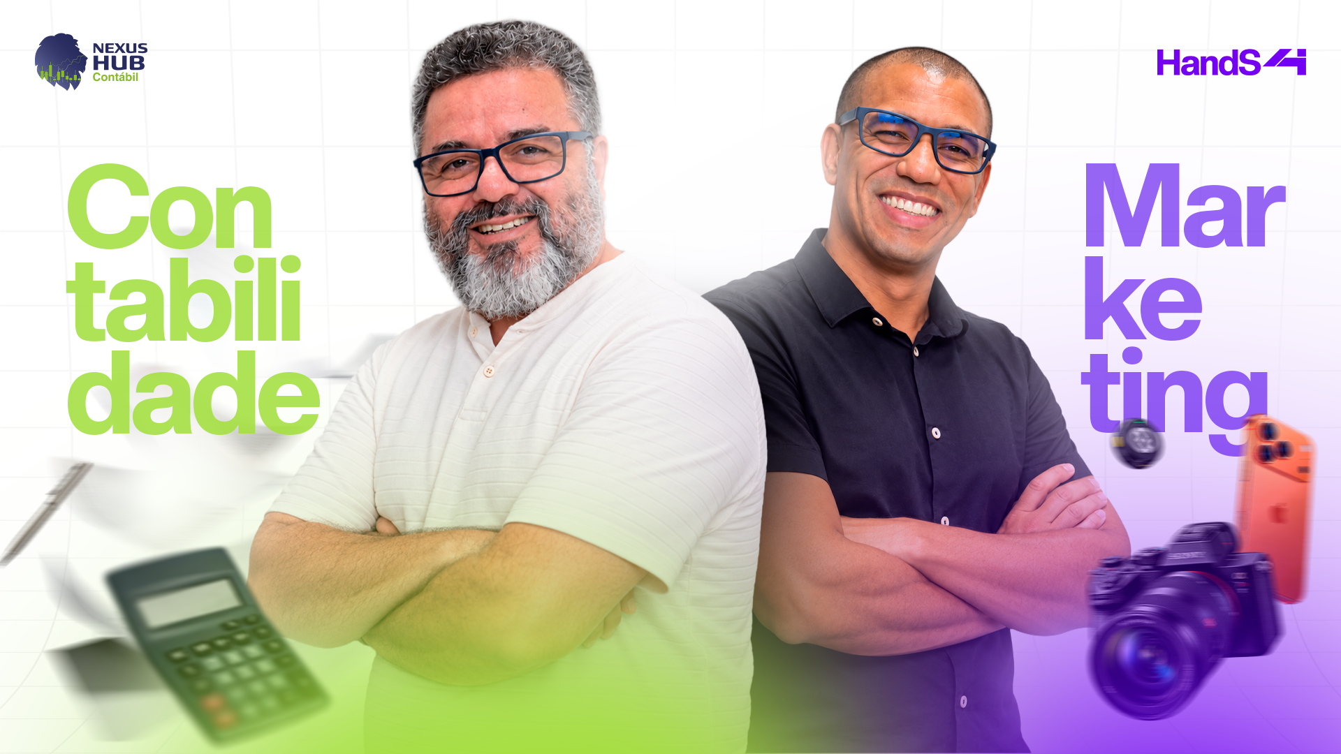 Erenaldo, da Nexus, e Daniel, da HandS4, apresentando a parceria